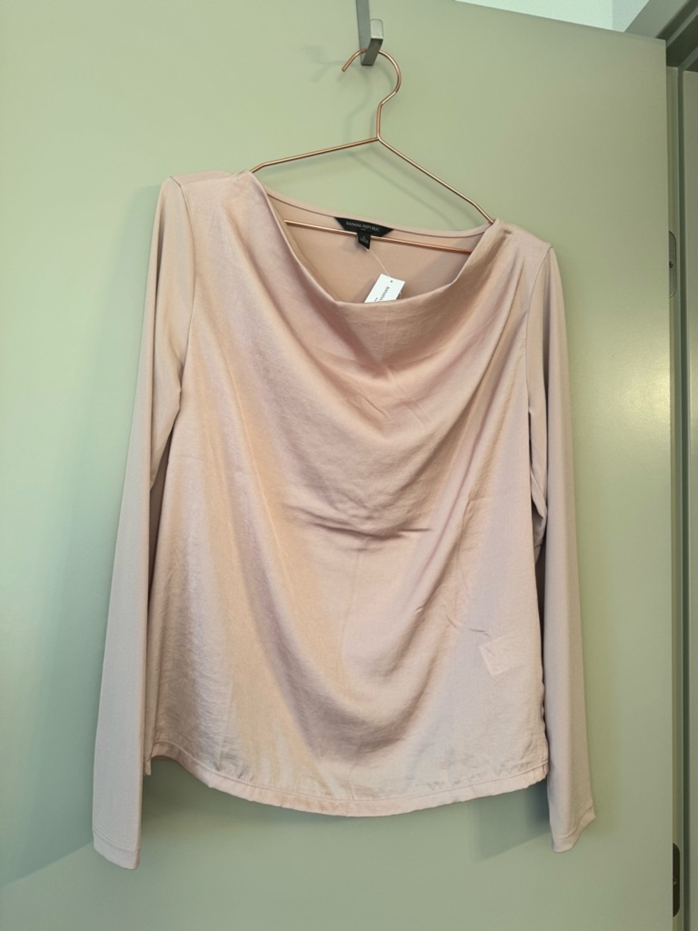 Banana Republic Blush Pink Draped Neck Long Sleeve Top